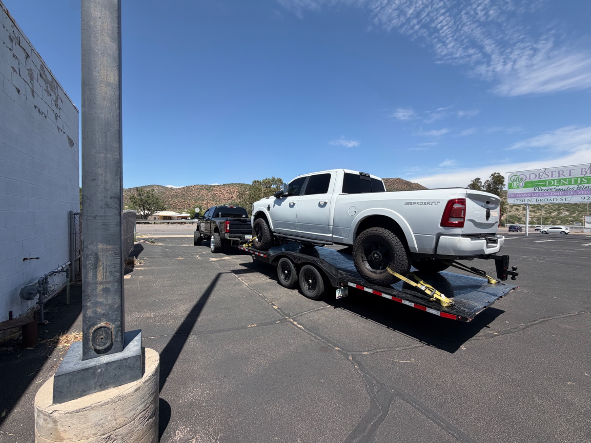 Off-road recovery of a truck stuck in sand